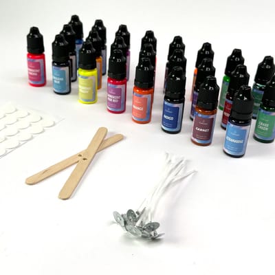 MGM Trading McNory Kleurstof, voor kaarsenwas, bijenwas, gelwas, sojawas, paraffinewas, 24 kleuren, sterk geconcentreerd, vloeibaar, doe-het-zelf, 10 ml per flacon