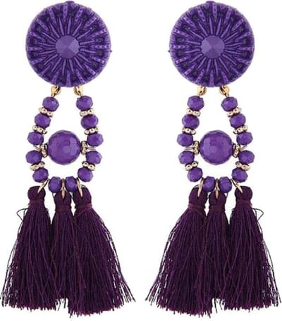Fako Bijoux® - Oorbellen - Kwast - Boho - Paars
