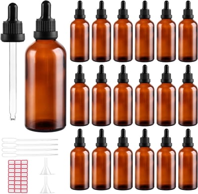 100 ml Pipettefles voor Essentiële Olie, Aromatherapie en Geurige Vloeistoffen - Set van 18 Druppelflessen