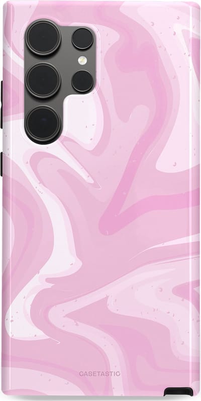 Casetastic hoesje geschikt voor Samsung Galaxy S24 Ultra - Dubbellaagse bescherming - Zoet Roze Marmer - Fashion Case - Lichtroze Wit
