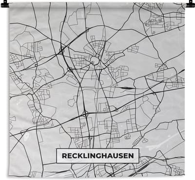 Wandkleed - Wanddoek - Kaart - Recklinghausen - Duitsland - Stadskaart - Plattegrond - 180x180 cm - Wandtapijt