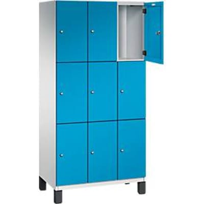 C+P Cambio lockerkast, 3 vakken, 9 vakken, op poten, B 900 x D 525 x H 1980 mm, lichtgrijs/lichtblauw