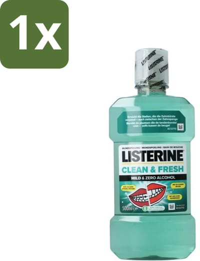 1 x Listerine – Mondwater – Clean & Fresh – Zonder alcohol – 500 ml - Koffie - Koffiezetapparaat - Koffiezetapparaat