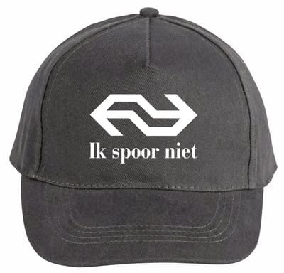 Mijncadeautje - 5 panel - Cap - Verstelbaar - Pet van 100% dik geborsteld katoen- unisex - opdruk wit - Ik spoor Niet - chique grijs