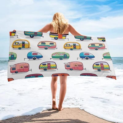 Cartoon Vrachtwagen Brandweerwagen Microvezel Strandlaken Groot Handdoek Reizen Badkamer Spa Draagbare Picknickmat Huisdecoratie Voor Kinderen Cadeaus 50x100cm(20x40in)