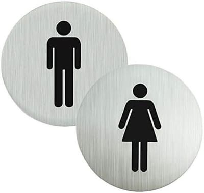 Toiletbordje - Deurbordje RVS - Aanwijzing Deur - Roestvrij Staal - 11 x 11 cm - Zilver