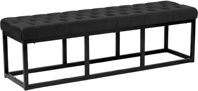 CLP Bank Polson - Gestikte Zitbank - Metalen Frame Mat Zwart - 200 kg Belastbaar - Modern Design - zwart