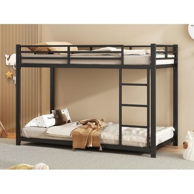 ModernLuxe IJzeren stapelbed voor kinderen 90x200cm - Zwart