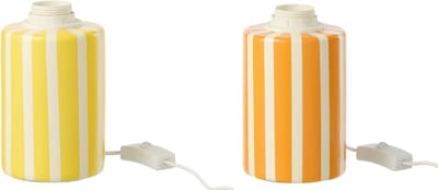J-Line tafellamp Rond Gestreept - keramiek - oranje/geel - set van 2