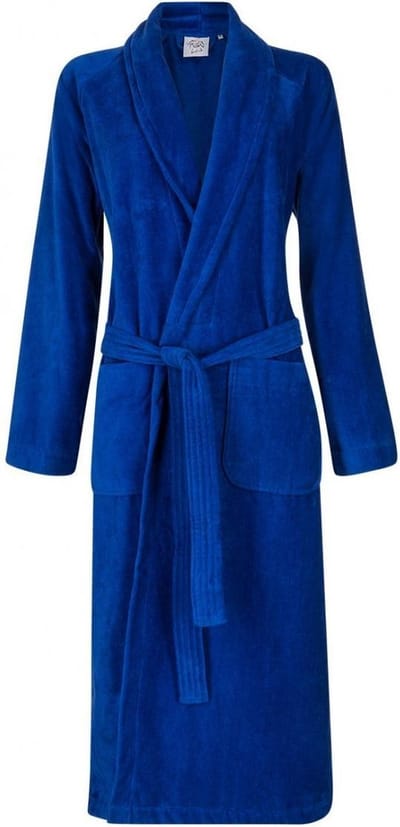 Badjas kobaltblauw - 100% katoen badjas - badjas heren - badjas dames - sauna badjas sjaalkraag - unisex - maat XS