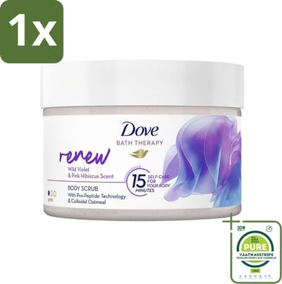 1 x Dove Bath Therapy Renew - Bodyscrub - Wilde Viooltjes & Roze Hibiscus - 295 ml - Huidverzorging - Bodyscrub - Exfoliëren - Dove - Voeden