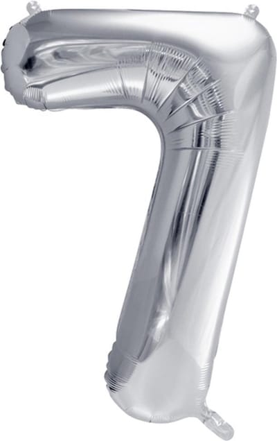 Cijferballon Cijfer 7 groot formaat (86 cm) - Zilver - Party deco - Nummer ballon zilver 7 - cijfer ballon 7 Party deco 86cm