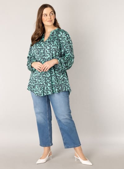 YESTA Ylse Tops - Steel Blue/Multi-Col - maat X-0(44)