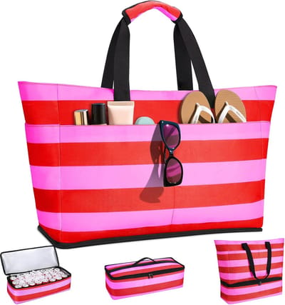 Thijox - Grote 2-in-1 Strandtas XXL met Koeltas, 54L, Waterdichte Natte Zone, 9 Praktische Vakken, Ideaal voor Strand, Vakantie, Camping, Outdoor, Bla