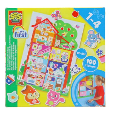 SES Creative – Mijn eerste Poster met Stickers – Richt je huis in met leuke stickers - Posterhuis - Poster 49,5 x 35 cm + 100 stickers - Veilige Papieren Stickers - Stickers plakken voor 1 tot 4 jaar