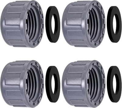 Set van 4 PVC Schroefdoppen 32mm Rond met Dichting voor Tuin- en Afvoerslangen