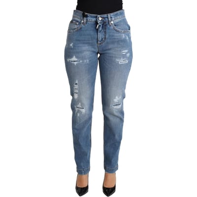 Dolce Gabbana Versleten Jeans Licht Gewassen