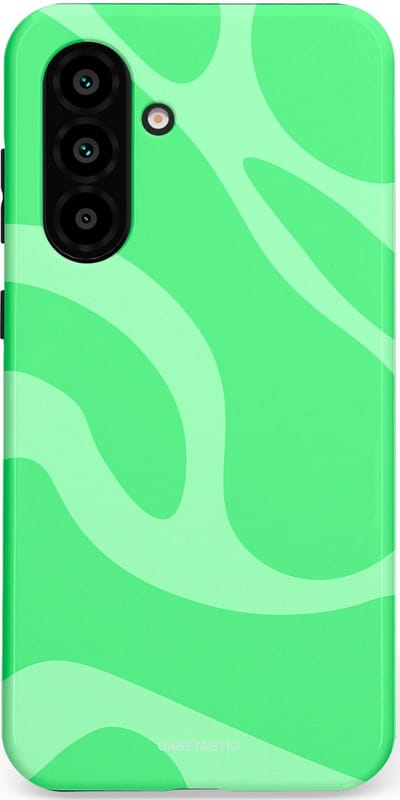 Casetastic hoesje geschikt voor Samsung Galaxy A36 / Samsung Galaxy A56 - Dubbellaagse bescherming - Limoen Groene Vloeiende Golven - Fashion Case - Groen