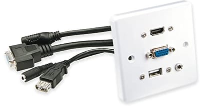 Multi AV-voorplaat met HDMI, VGA, USB en audio - Enkele gang voor standaard UK netrugdoos