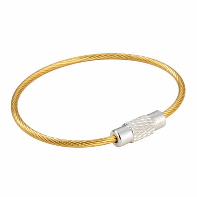 10 stuks - 110mm Labelhanger met Schroefsluiting / Staaldraad Kabelsluitring - Goud