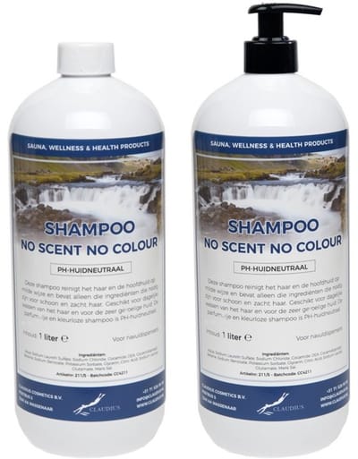 Shampoo No Scent No Colour - 1 liter - 2 Stuks - met pomp - Voordeelverpakking - Haarverzorging