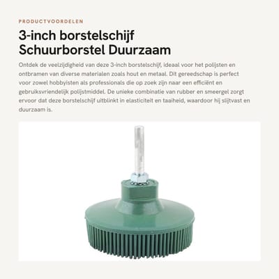 Dailygoods- Schuurborstel 75 mm - Duurzaam Rubber - Polijstgereedschap - Ontbramen - Reinigen - Verwijderen van roest - Schuurmiddel