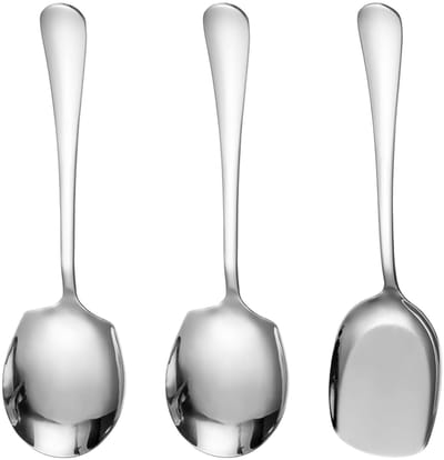 Allecto - 3-delige roestvrijstalen serveerlepel - Buffetlepel met lang handvat - Vaatwasserbestendig - Zilver - Kookserveerset voor keuken en eetka...