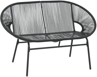 Tuinbank – Tuinbankjes weerbestendig - Tuinbanken - Loungebank - Balkon Set - Buitenbank - Zwart - 2 personen - Staal