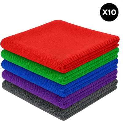 Cheqo® Microvezeldoeken - Microvezeldoekjes - Schoonmaakdoeken - 10 Stuks Microvezeldoeken - Poetsdoeken Microvezel - Huishoudelijke Doekjes - Herbruikbare Schoonmaakdoeken - Microvezeldoek Set