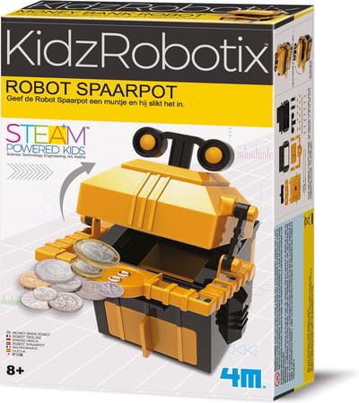 4M Wetenschap En Spel - Bouw Je Eigen Robot Spaarpot - Bouwpakket - Kidzrobotix - 8 Jaar
