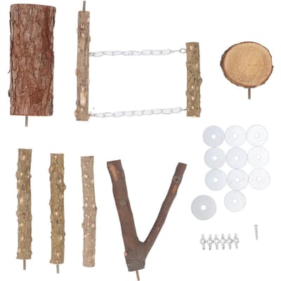 6 stuks Houten Vogelstok Multifunctionele Papegaaienstandaard Takken Klauwslijpstok Set Kooiaccessoires beige