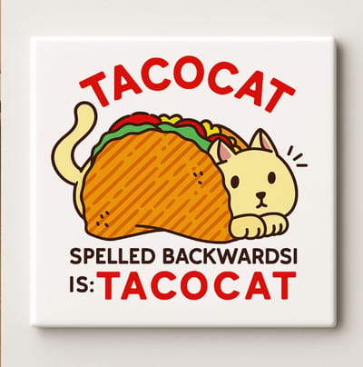 Tacocat Grappige Kat Taco Art Tegel – 15x15cm Keramische Wanddecoratie, Schattig Palindroom Meme Cadeau voor Kattenliefhebbers
