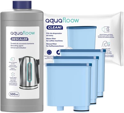 AquaFloow 3x Waterfilter voor Philips/Saeco Koffiemachine – Vervanging voor AquaClean CA6903/00 en CA6903/10 – met Ontkalker 500 ml