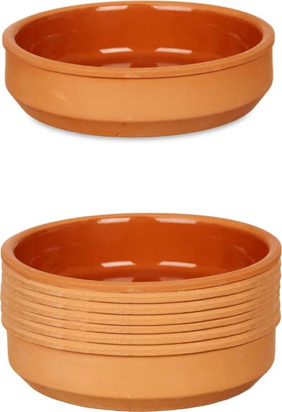 La Dehesa - Tapas / Creme brulee schaaltjes - 8x stuks - terracotta/bruin - 16 x 4 cm - serveerschaaltjes - hapjes - voedsel