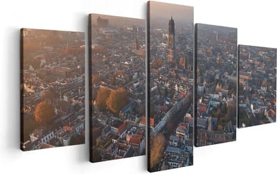 Artaza Canvas Schilderij Vijfluik Utrecht Vanuit De Lucht - 100x50 - Foto Op Canvas - Canvas Print
