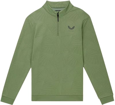 Castore Club Classic Aop Debossed Sweatshirt Met Halve Rits Groen XL Man