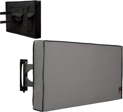 KZQ TV-hoes voor buiten 50-52 inch waterdicht en weerbestendig 210D Oxford doek met opbergtas en opbergruimte voor afstandsbediening zilver