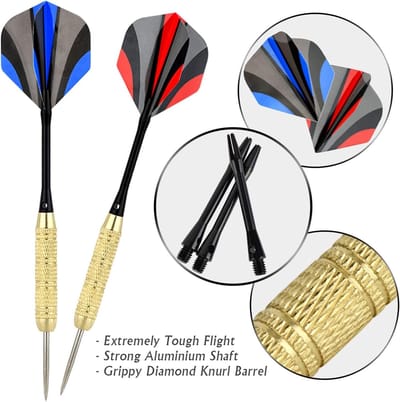 Professioneel Dartbord Set met 12 Steelharen Darts en Kogelvrije Bullseye