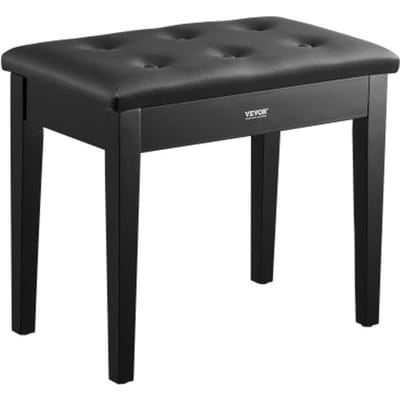 VEVOR Pianokruk 560 x 350 x 485 mm, Pianobank, Keyboard Pianostoel met Gevoerd Kussen, Opbergvak voor Muziekboeken, Pianobank, Krukzitting, voor Kaptafel, Woonkamer, Slaapkamer