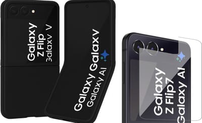 Hoesje geschikt voor Samsung Galaxy Z Flip 7 - Screenprotector Glas - Mat Back Case Zwart