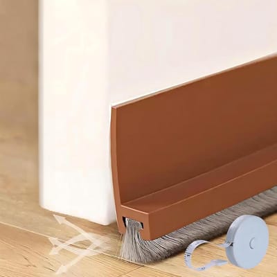 Famanu – Deurafdichting met borstel - zelfklevende vloerafdichting - 53 mm breed - geluidsisolatie en insectenbescherming - flexibele siliconen deurafdichting - deurborstel - afdekstrips - borstelafdichting