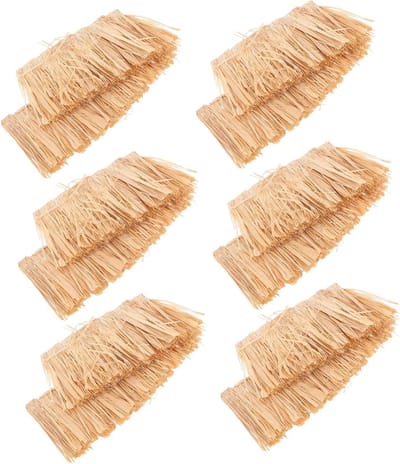 Mini Stro Daken - Doe het zelf dakjes - Microlandschap bouwen - Natuurlijk grasmateriaal - 6 Stuks - Lichtgeel