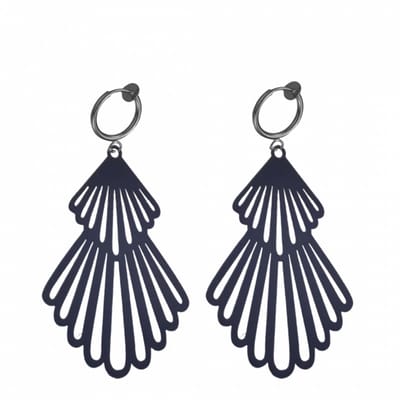 Klem Oorbellen- waaier -zwart-geen gaatje-Charme Bijoux