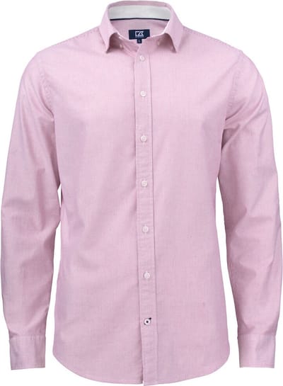 Cutter & Buck Belfair Oxford Shirt Heren 352400 - Burgundy/Wit gestreept - XL