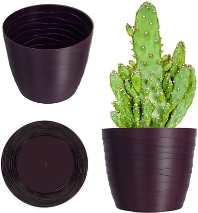 KADAX Bloempot van kunststof, diameter 11-19 cm, 7 kleuren, eenvoudige plantenpot, moderne plantenbak, robuuste bloempotbescherming, ronde pot, diameter 13 cm, pruimenkleur