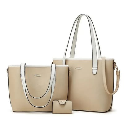 Bovista Handtas Dames - Schoudertas - School - Shopper - Schooltas - Werktas - 3-Delige Set - Beige