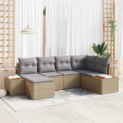vidaXL Tuin Sofa Set 6 st Beige poly rattan
