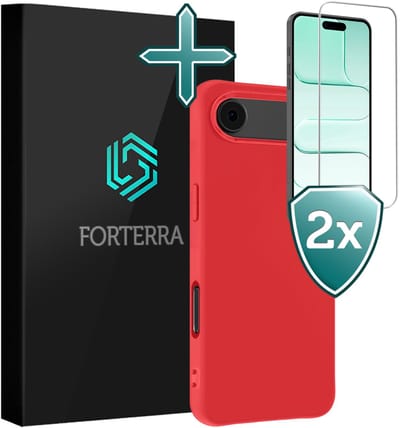 Hoesje Met 2x Screenprotector - Geschikt voor Apple iPhone Air - Sterk & Shockproof - Telefoon Hoes - Back Cover - Siliconen Case - Rood