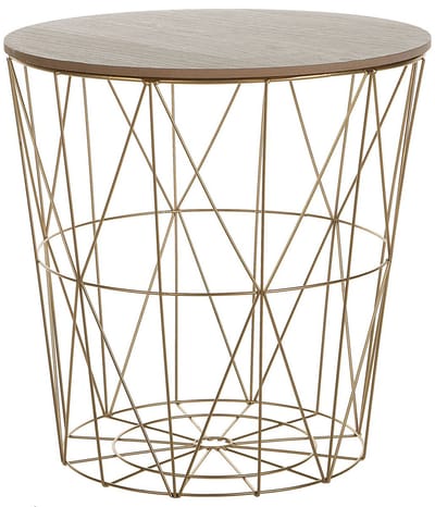 LANARK - Bijzettafel - Goud/ Lichte houtkleur - MDF