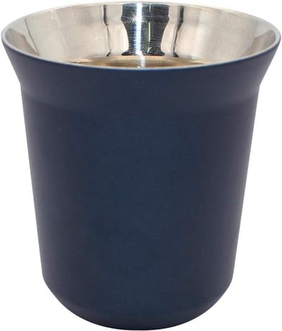 Stijlvolle RVS geïsoleerde beker voor espresso, dubbelwandige thermosbeker, 160ml donkerblauw, perfect voor koffie en thee